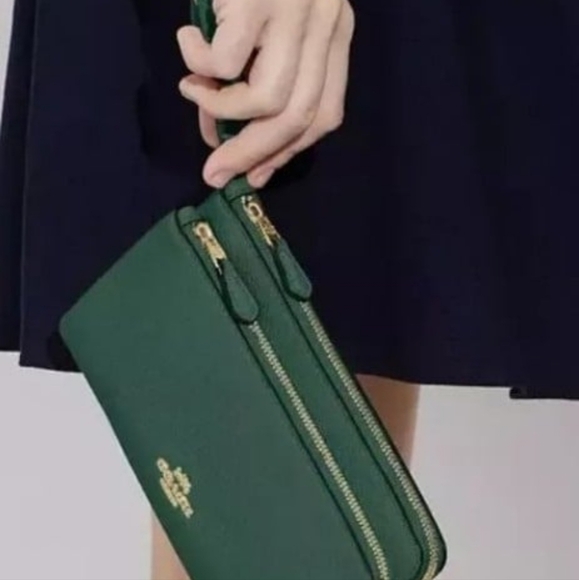 NWT COACH Double Zip Wallet In Im/Dark Pine - Picture 3 of 4